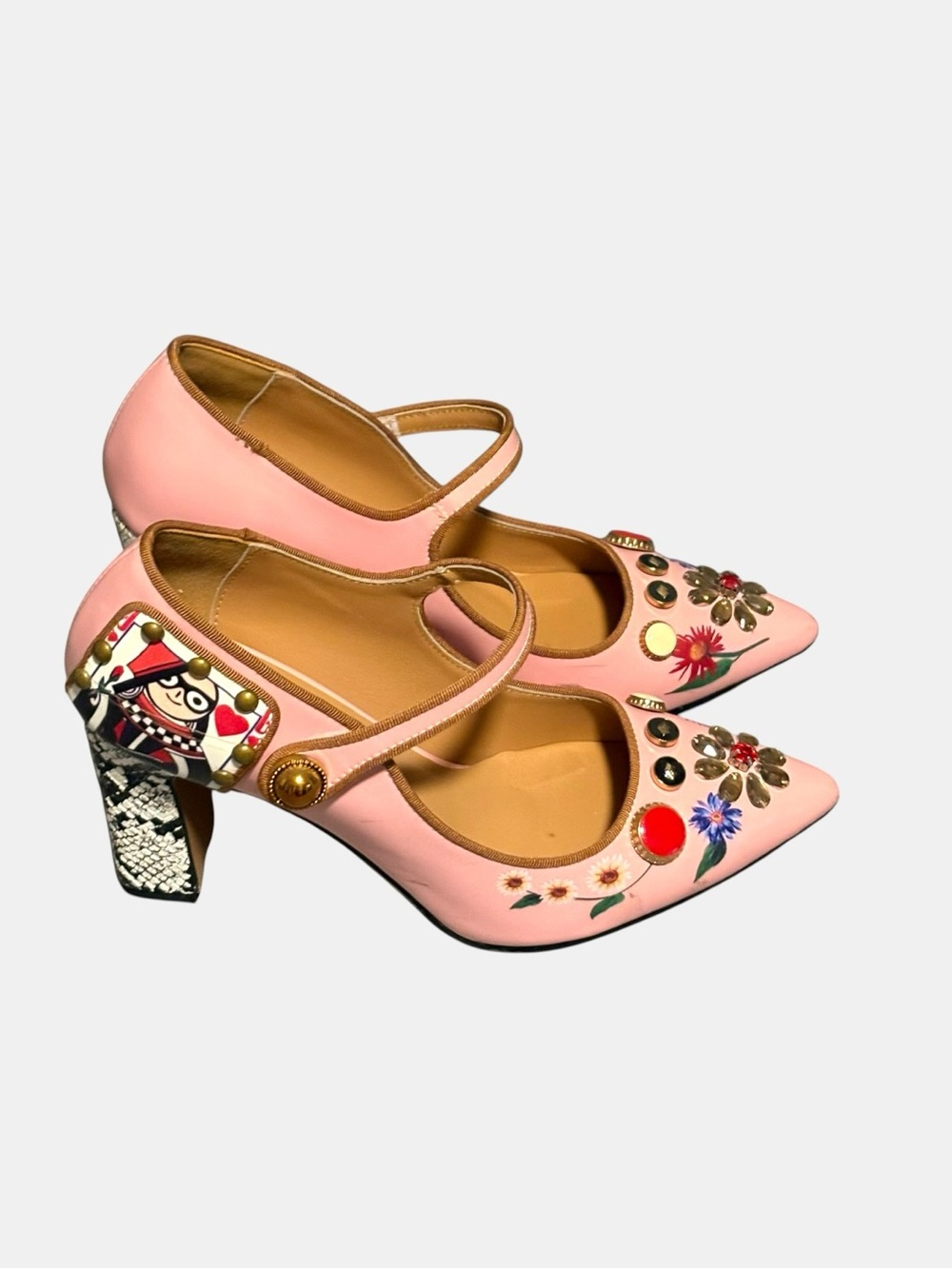 Pink Embellished Mary Jane Pumps sz 8